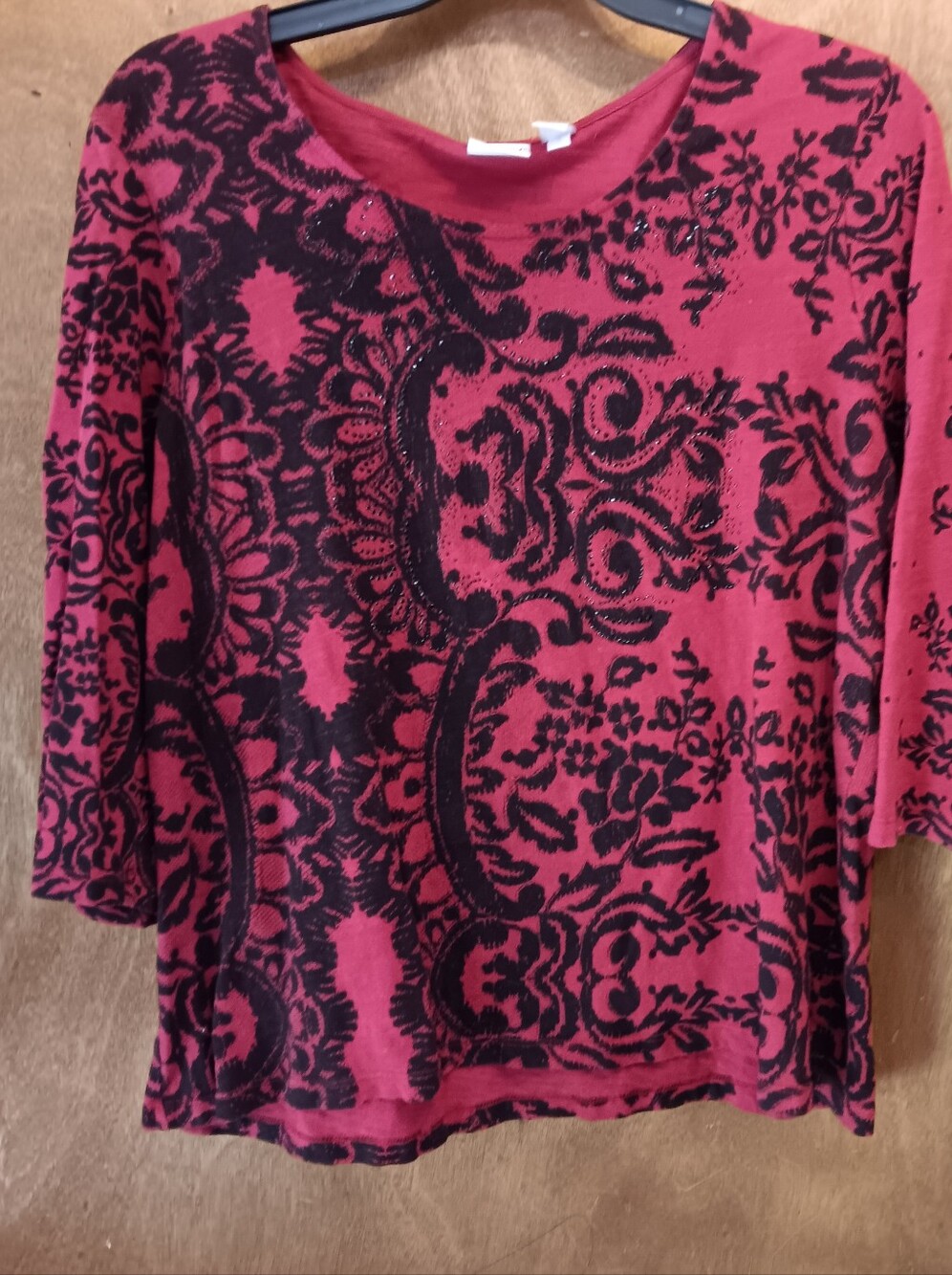 Zenergy Women’s Red Floral-Pattern Scoop Neck Top